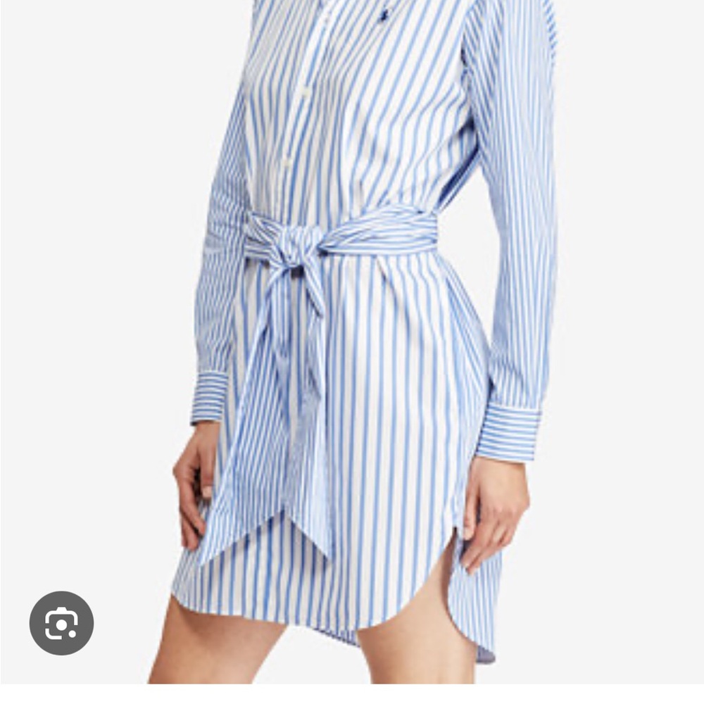 NWT US. Polo Assn. Blue and White Asymmetrical Long Sleeve Dress